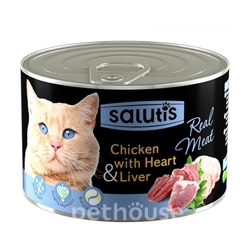 Salutis Real Meat з куркою, серцем та печінкою для котів