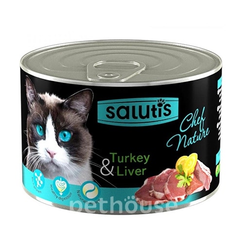 Salutis Chef Nature паштет з індичкою та печінкою для котів