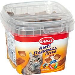 Sanal Malt Anti-Hairball Bites - подушечки с мальт-пастой для кошек