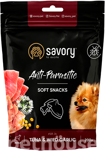 Savory Dog Anti-Parasitic Soft Snack с тунцом и диким чесноком для собак
