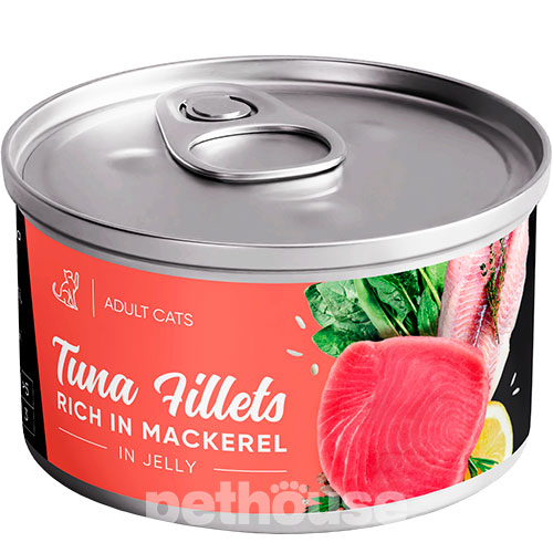 Savory Adult Cat Tuna Fillets rich in Mackerel in Jelly