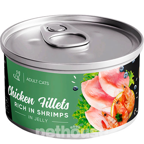 Savory Adult Cat Chicken Fillets rich in Shrimps in Jelly
