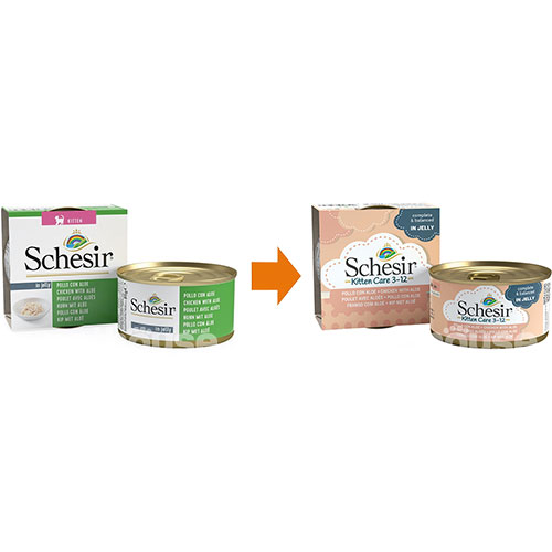 Schesir консервы для котят, курица c алоэ