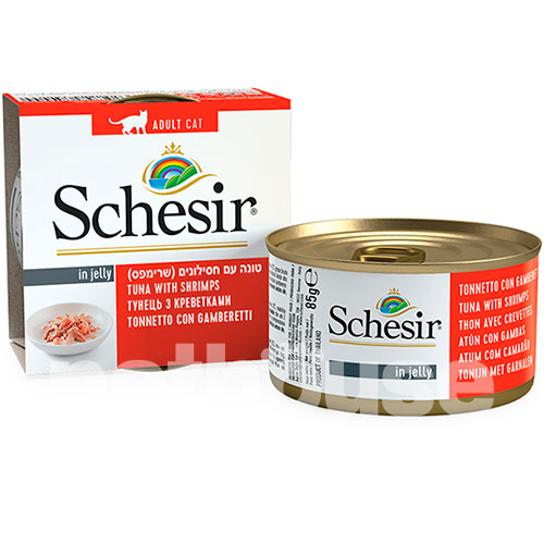 Schesir консервы для кошек, тунец с креветками