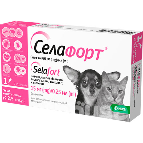 Селафорт Спот-он Краплі для котів і собак вагою до 2,5 кг