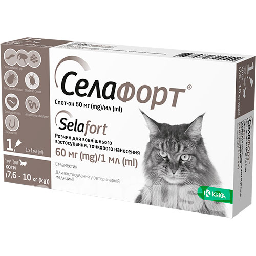 Селафорт Спот-он Капли для кошек весом от 7,6 до 10 кг