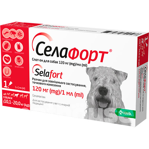 Селафорт Спот-он Краплі для собак вагою від 10,1 до 20 кг
