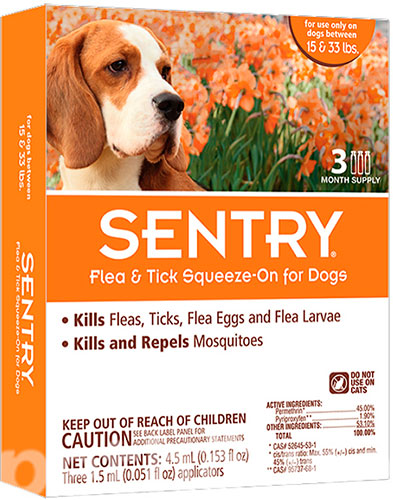 Sentry Капли для собак весом от 7 до 15 кг