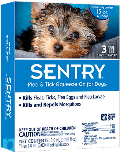 Sentry Капли для собак весом от 2 до 7 кг