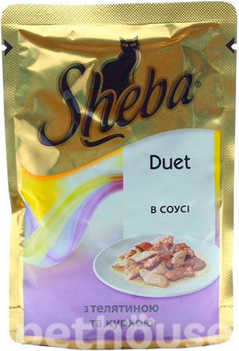 Sheba Duet с телятиной и курицей в соусе
