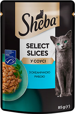 Sheba Select Slices с океанической рыбой в соусе