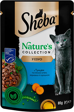 Sheba Sauce Collection з тунцем, лляною олією, морквою та горошком в соусі