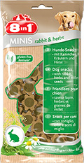 8in1 Minis Rabbit & Herbs - лакомство с кроликом и травами для собак