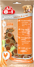 8in1 Minis Chicken & Carrot - лакомство с курицей и морковью для собак