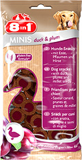 8in1 Minis Duck & Plum - лакомство с уткой и сливой для собак