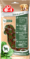 8in1 Minis Lamb & Spinach - лакомство с ягненком и шпинатом для собак
