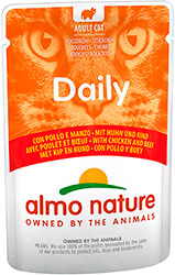 Almo Nature Daily Cat Нежные кусочки с курицей и говядиной для кошек, пауч
