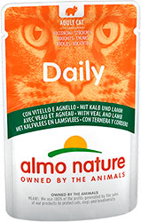 Almo Nature Daily Cat Нежные кусочки с телятиной и ягненком для кошек, пауч