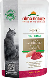 Almo Nature HFC Cat Natural з тунцем і куркою для котів, пауч