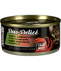 AnimAll Duo Delice Паштет з кролика та зі шматочками краба для котів