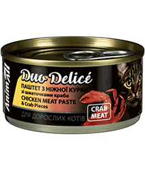 AnimAll Duo Delice Паштет з куркою та шматочками краба для котів