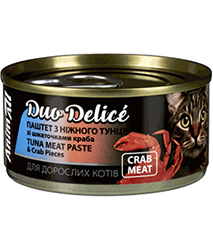 AnimAll Duo Delice Паштет з тунцем та шматочками краба для котів