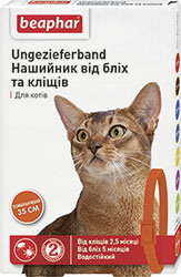 Beaphar Ошейник от блох и клещей для кошек 35 см, оранжевый