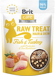 Brit Cat Raw Treat freeze-dried Hair&Skin Лакомства для здоровья кожи и шерсти у кошек