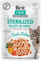 Brit Care Cat Fillets in Gravy Sterilized з індичкою для стерилізованих котів