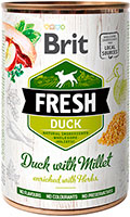 Brit Fresh Dog с уткой и пшеном для собак