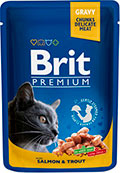 Brit Premium Шматочки з лососем і фореллю для котів