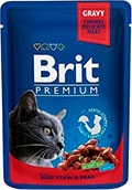 Brit Premium Рагу из тушеной говядины с зеленым горошком для кошек