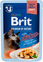 Brit Premium Куряче філе в соусі для стерилізованих котів
