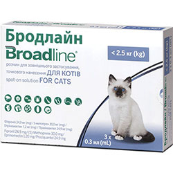 Broadline Краплі на холку для котів вагою до 2,5 кг