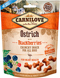 Carnilove Dog Crunchy Snack з м’ясом страуса та ожиною для собак
