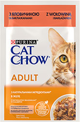 Cat Chow Ніжні шматочки з яловичиною та баклажанами в желе для котів