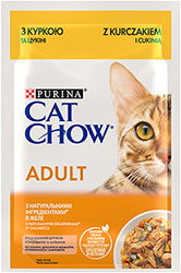 Cat Chow Нежные кусочки с курицей и цукини в желе для кошек