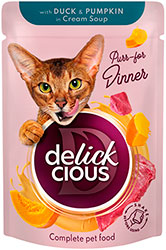 Delickcious Cat Adult Strips with Duck & Pumpkin in Cream Soup