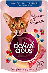 Delickcious Cat Adult Flakes with Duck & Wild Berries in Creamy Sauce