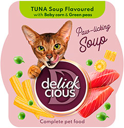 Delickcious Cat Adult Soup Tuna Flavored with Baby corn & Green Peas