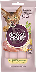Delickcious Cat Adult Creamy Snack Chicken Flavored with Cheese & Asparagus