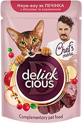 Delickcious Chef's Menu Печень с яблоками и клюквой для кошек