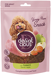 Delickcious Dog Adult Air-Dried Snack with Turkey, Carrot & Apple Delickcious Dog Adult Air-Dried Snack with Turkey, Carrot & Apple