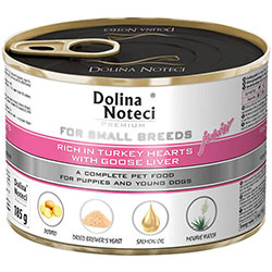 Dolina Noteci Premium Cans Junior Small Breeds rich in Turkey hearts with Goose liver