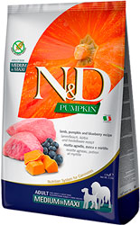 Farmina N&D Pumpkin Grain Free Dog Adult Medium & Maxi Lamb & Blueberry