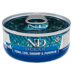 Farmina N&D Ocean Grain Free Cat Adult Tuna, Cod, Shrimp & Pumpkin Cans