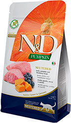 Farmina N&D Pumpkin Grain Free Cat Adult Neutered Lamb & Blueberry