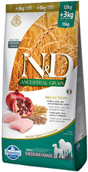 Farmina N&D Ancestral Grain Selection Dog Adult Medium & Maxi Chicken & Pomegranate
