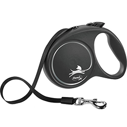 Flexi Black Design L — поводок-рулетка для собак весом до 50 кг, лента, 5 м