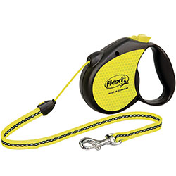Flexi Standard Neon M — поводок-рулетка светоотражающая для собак до 20 кг, трос, 5 м